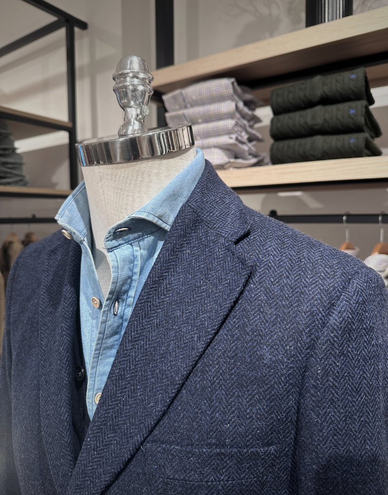 Abrigo corto espigas azul