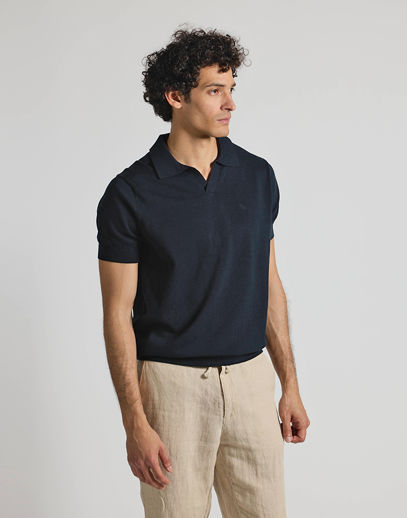 Polo punto manga corta azul marino