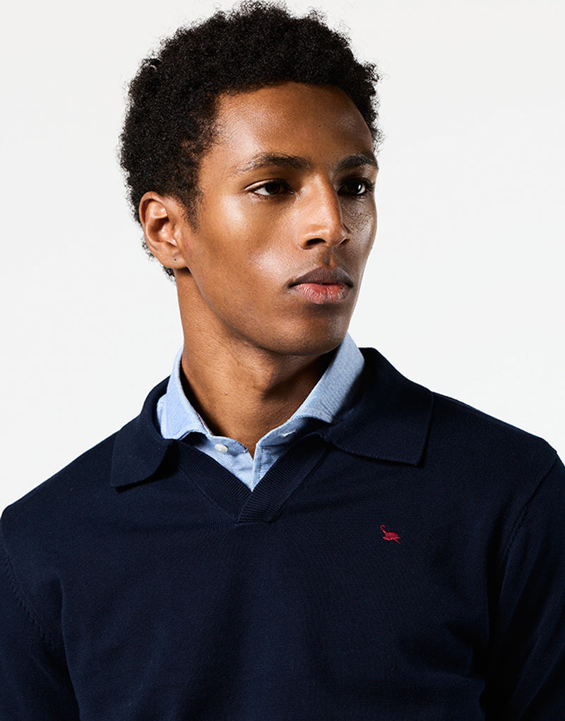 Jersey cuello polo azul marino
