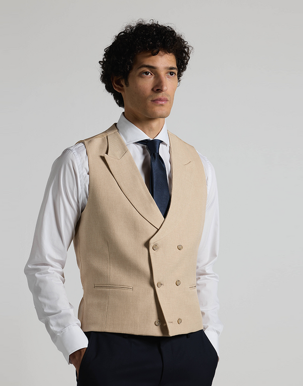 Chaleco cruzado melange beige
