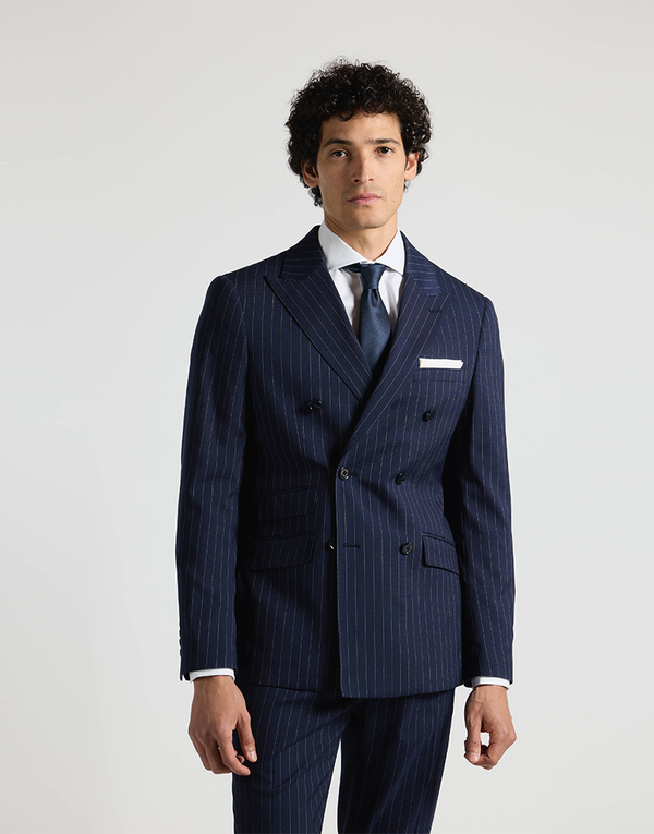 Traje cruzado diplomático azul marino