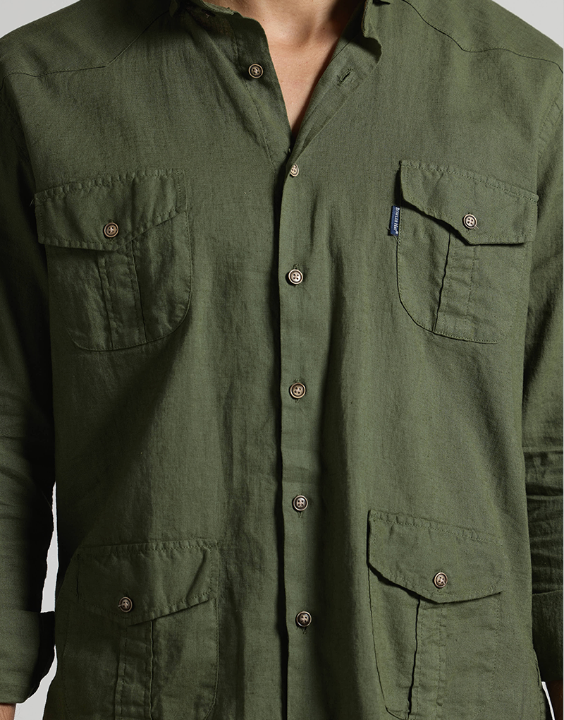 Camisa casual 4 bolsillos khaki