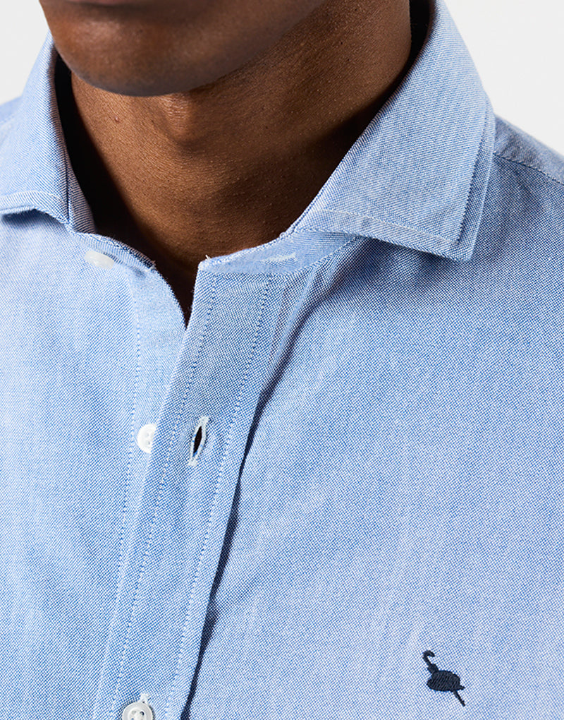 Camisa italia oxford lisa azul oscuro