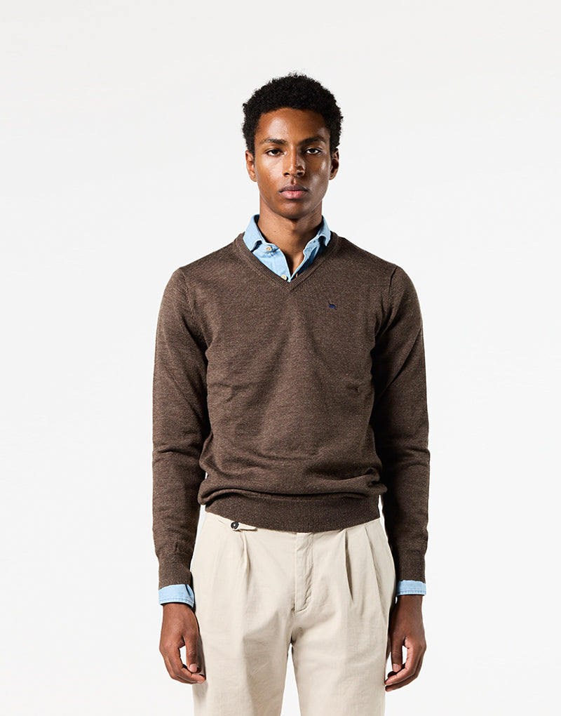Jersey merino blend pico marrón