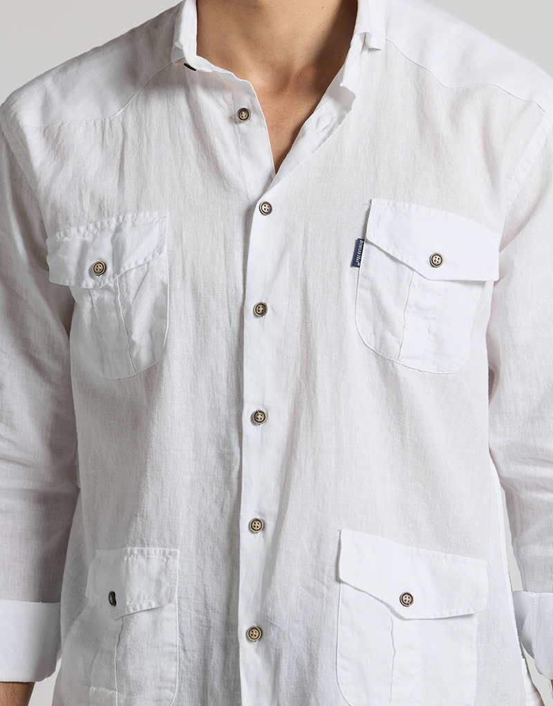 Camisa casual 4 bolsillos blanca