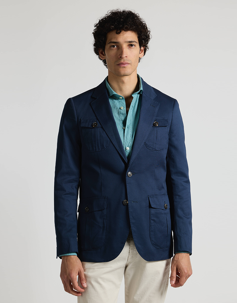 Americana cotton 4 bolsillos azul