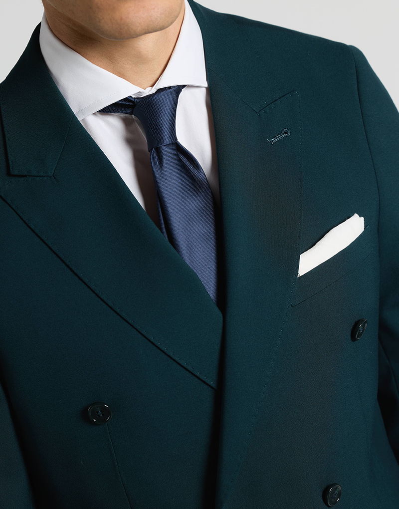 Traje cruzado verde botella