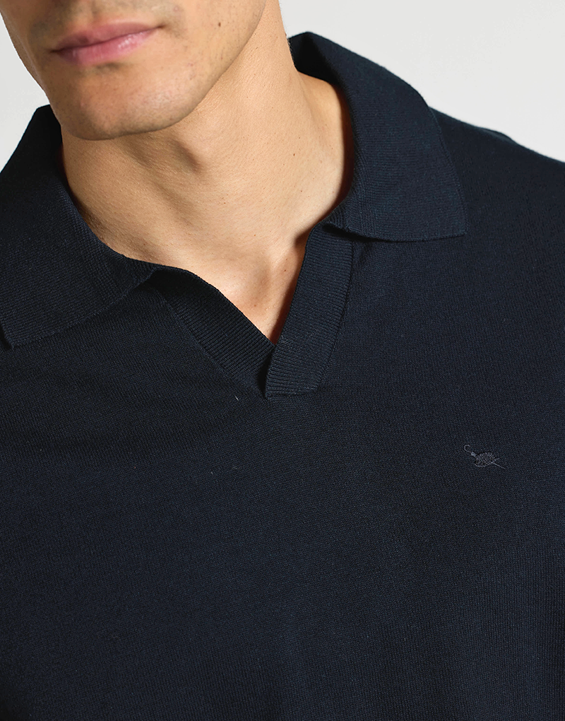 Polo punto manga corta azul marino