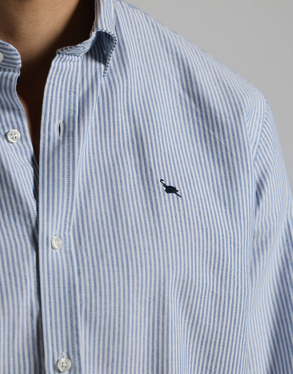 Camisa oxford rayas azul marino button down