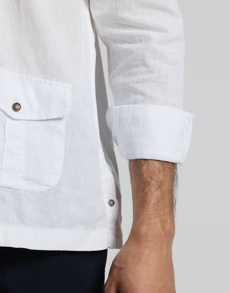 Camisa casual 4 bolsillos blanca