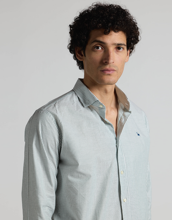 Camisa oxford casual rayas verde
