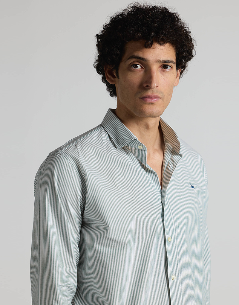 Camisa oxford casual rayas verde