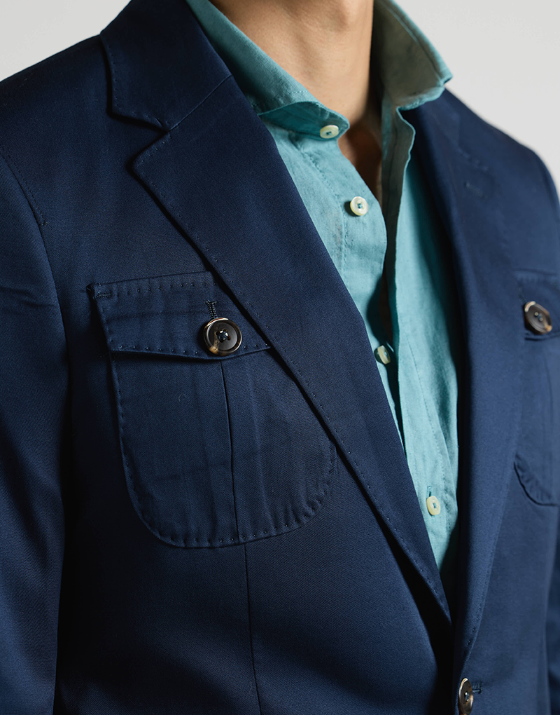 Americana cotton 4 bolsillos azul