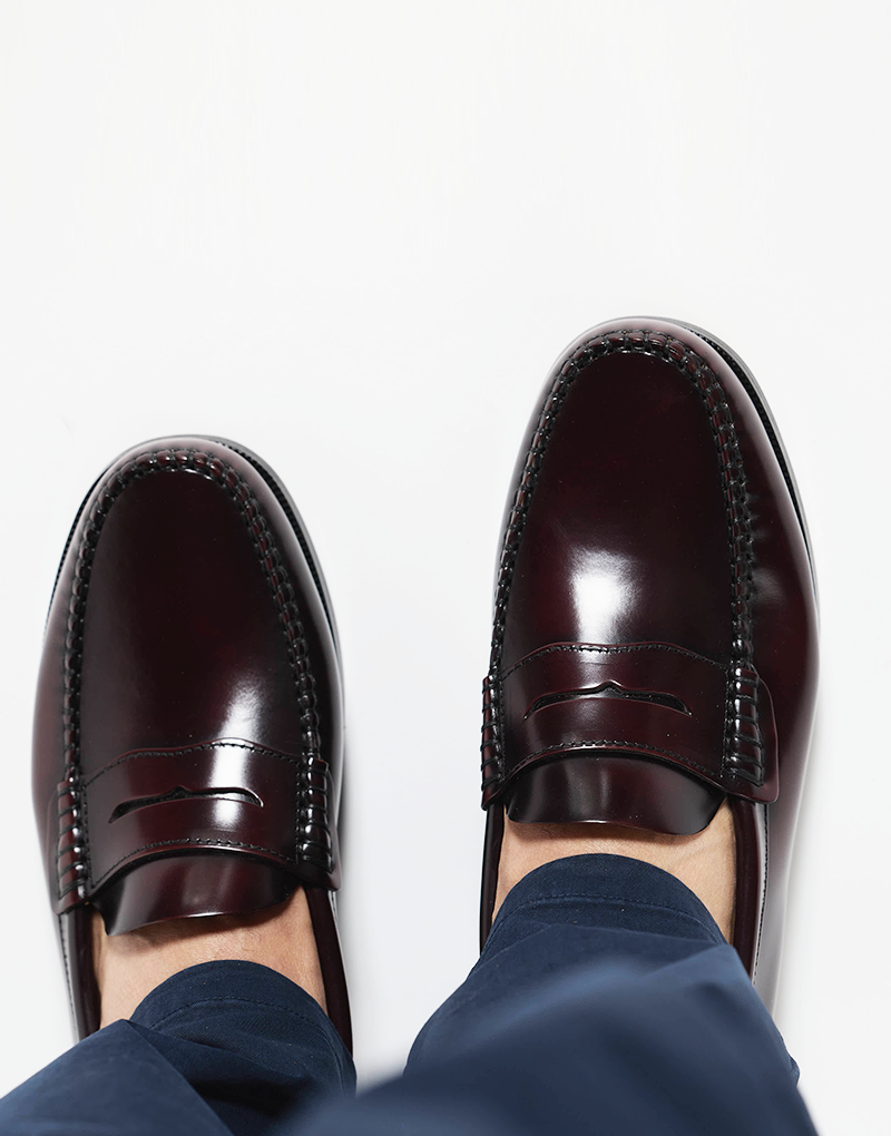 Zapato Castellano Antifaz en Piel Boxcalf Burdeos