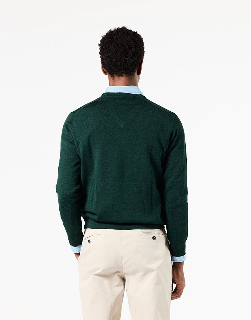 Jersey verde botella merino pico