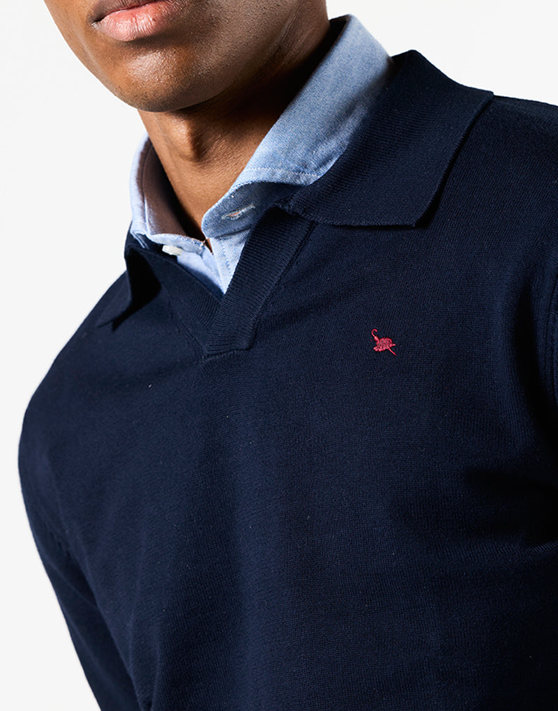 Jersey cuello polo azul marino