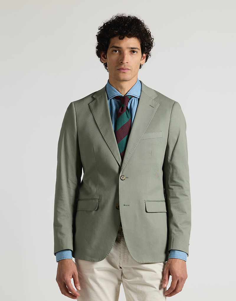 Corbata seda jacquard  rayas verde y burdeos