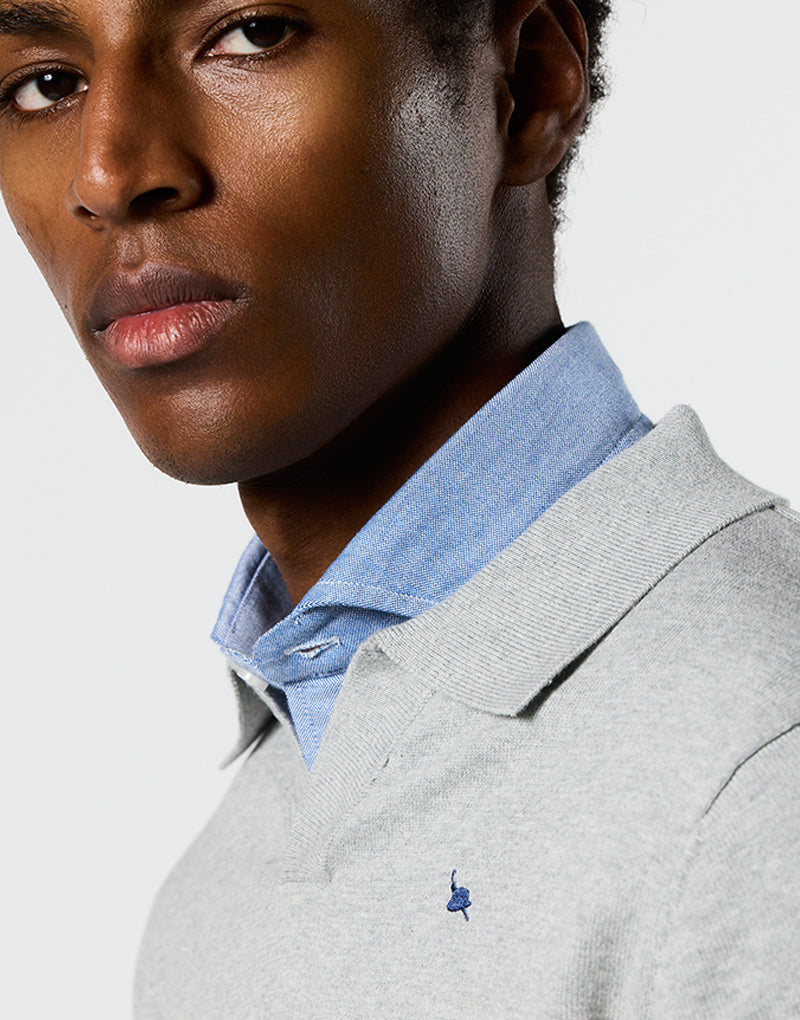 Jersey cuello polo gris