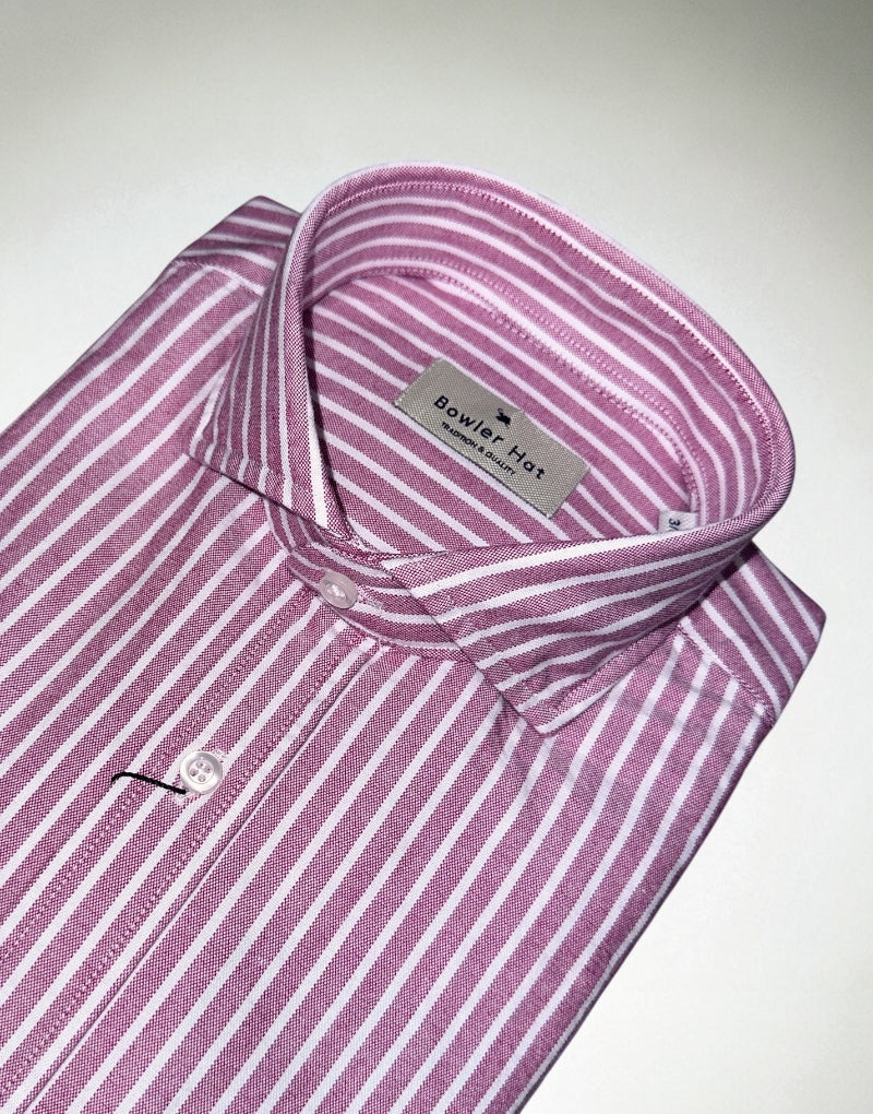 Camisa Italia oxford burdeos raya blanca