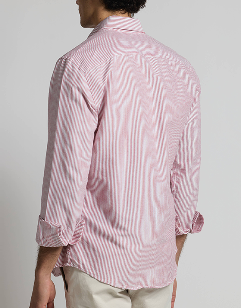 Camisa oxford rayas burdeos button down