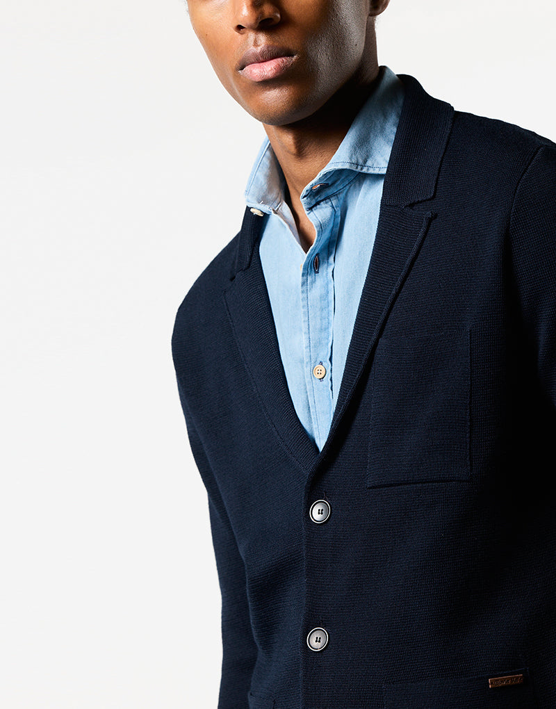 Blazer de punto azul marino