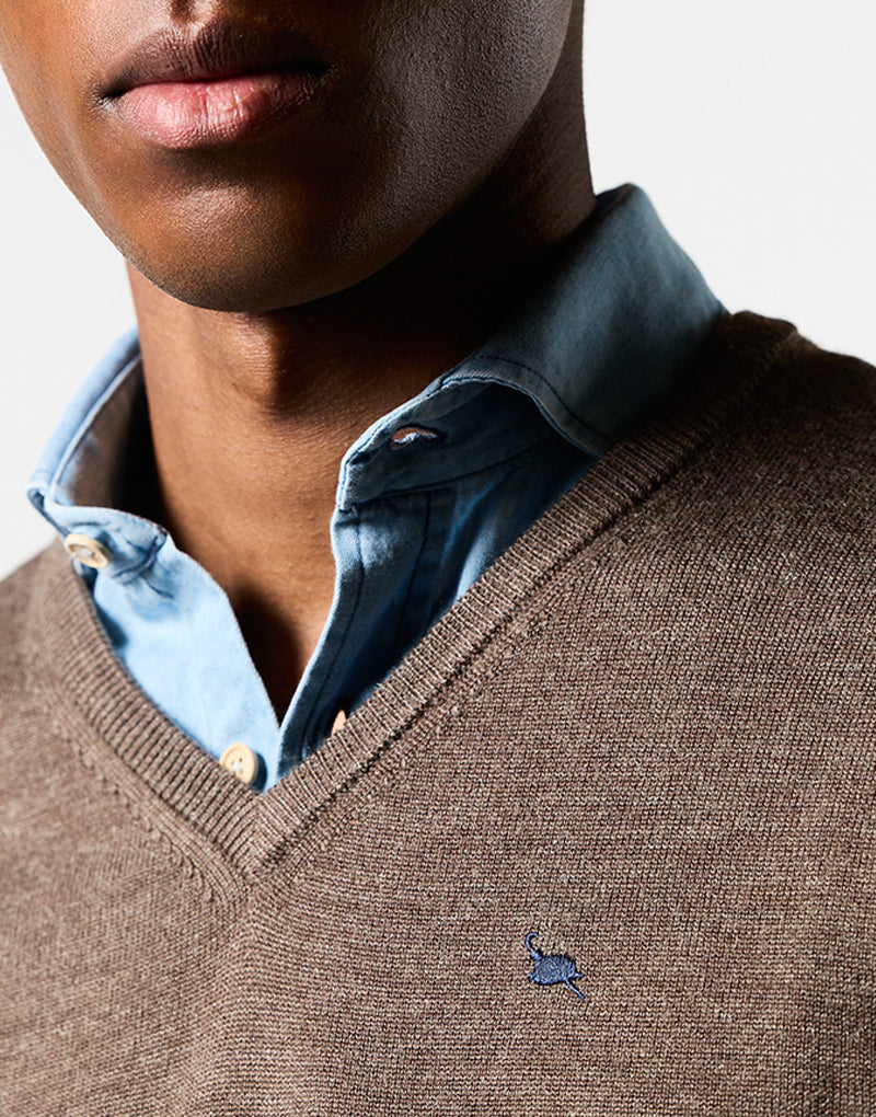 Jersey merino blend pico marrón