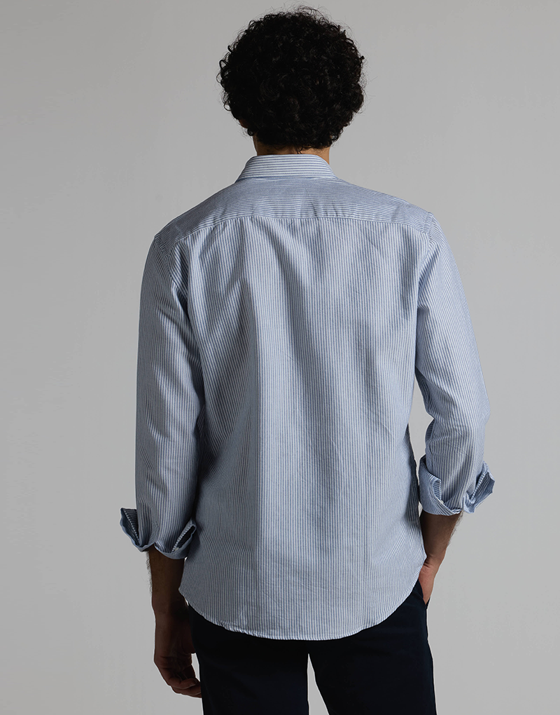 Camisa oxford rayas azul marino button down