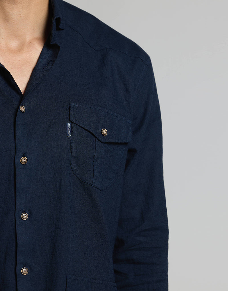 Camisa casual 4 bolsillos azul marino