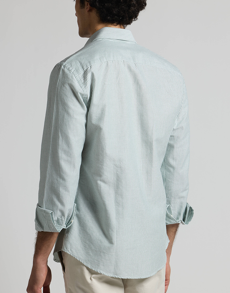 Camisa oxford rayas verde button down