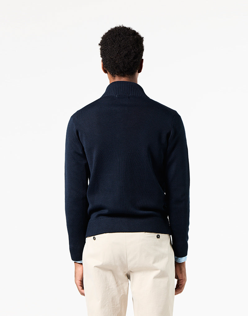 Cardigan bolsillos de parche azul marino