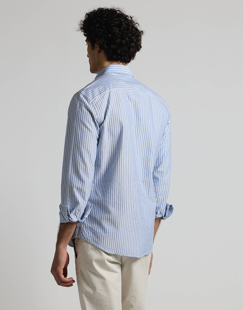 Camisa oxford azul marino raya blanca
