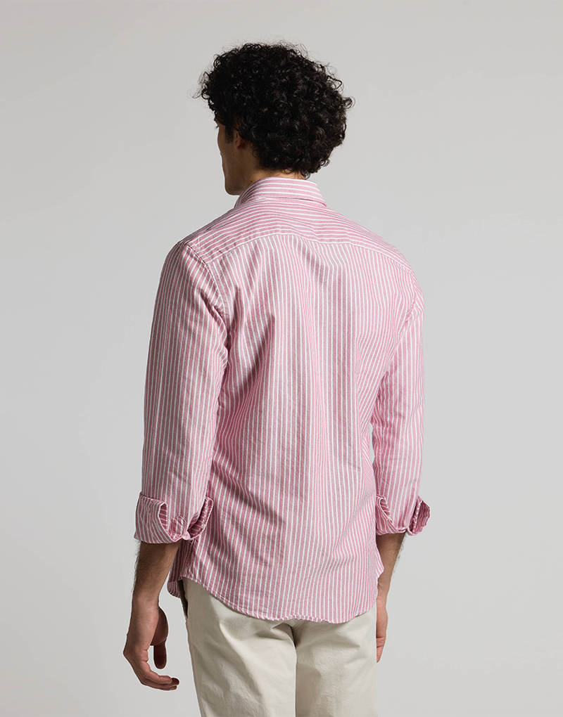 Camisa oxford burdeos raya blanca