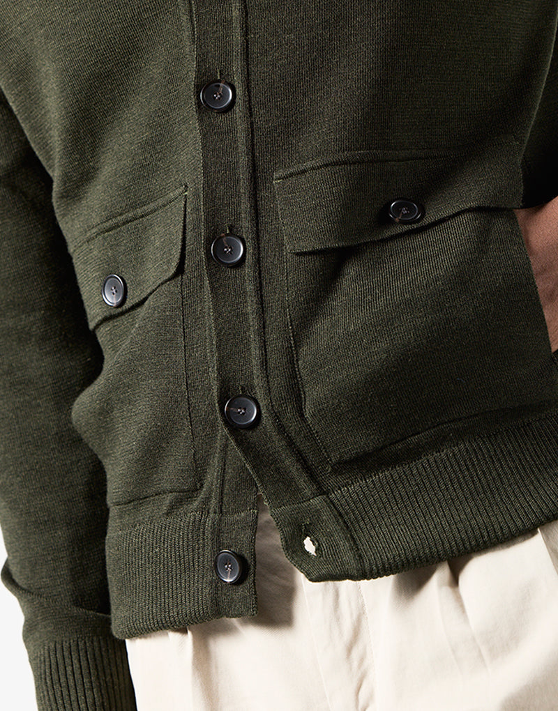 Cardigan bolsillos de parche khaki