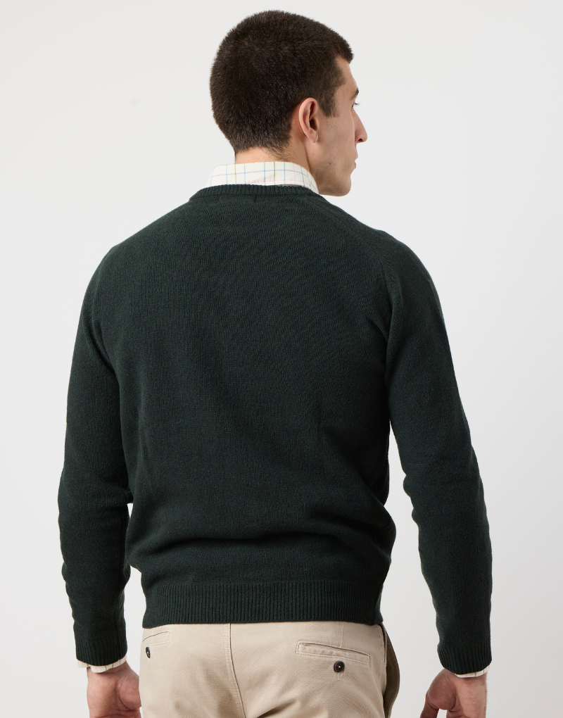 Jersey cuello pico lambswool verde botella