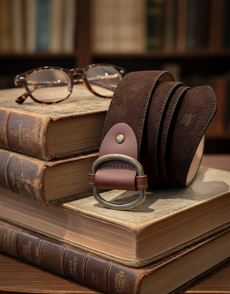 Cinturón serraje marrón hebilla pasada