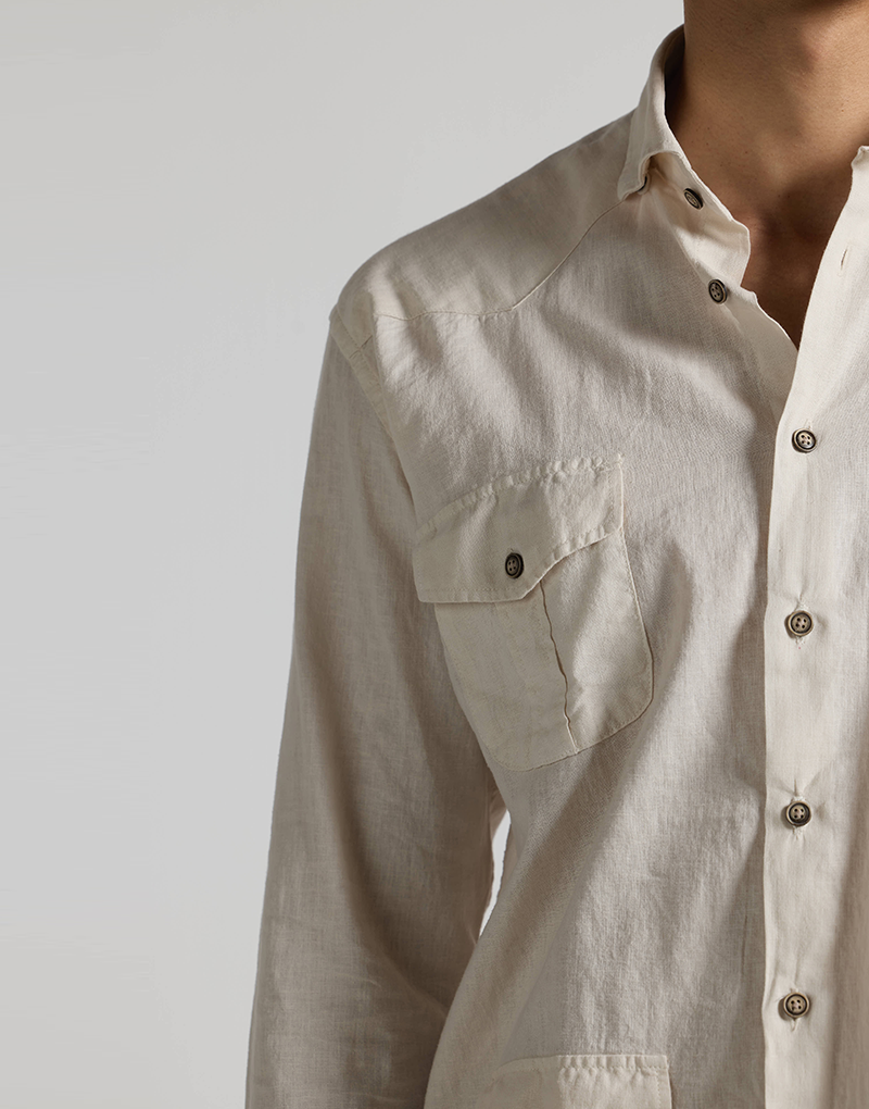 Camisa casual 4 bolsillos beige