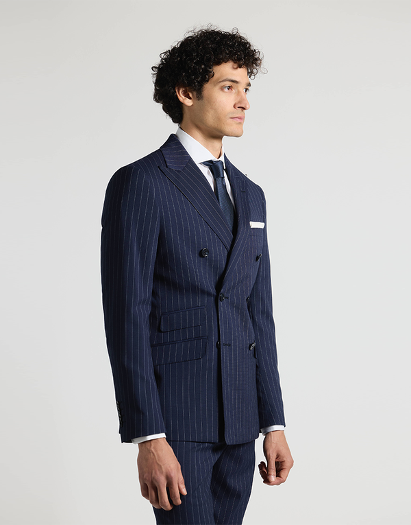Traje cruzado diplomático azul marino