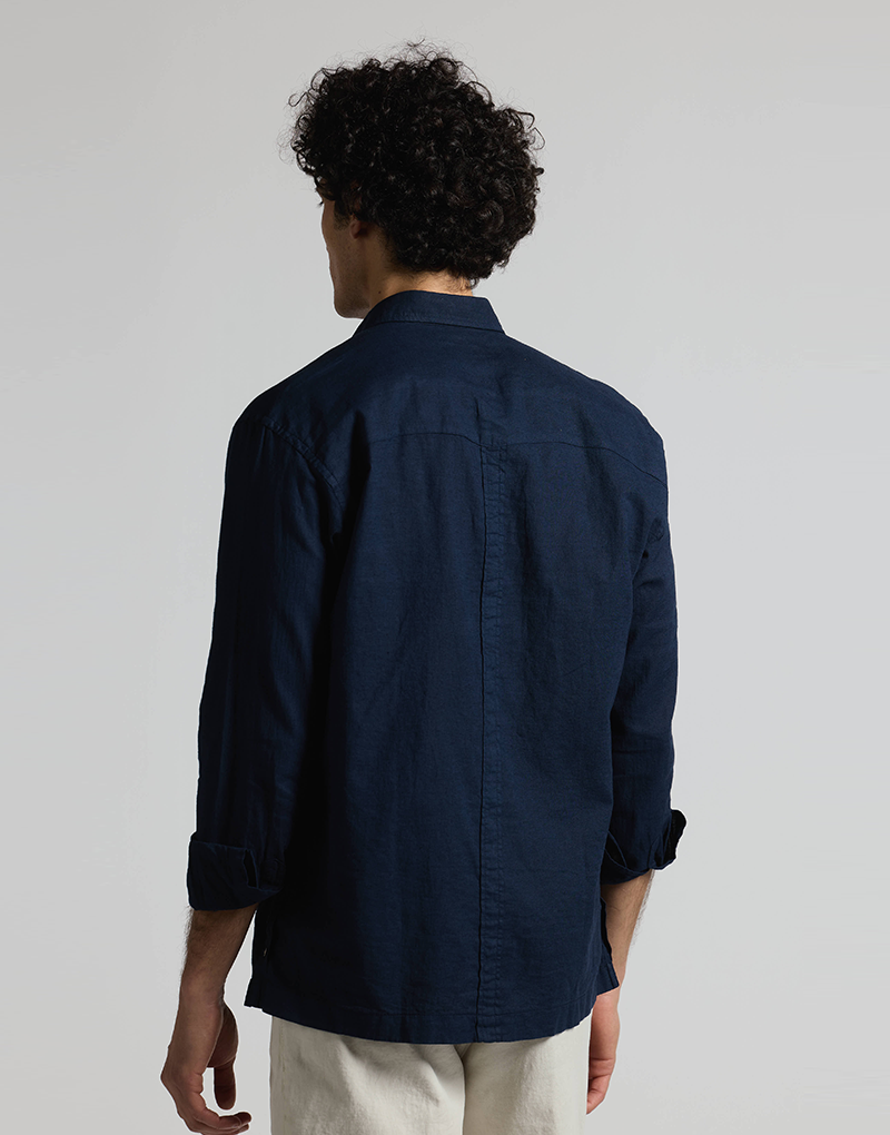 Camisa casual 4 bolsillos azul marino