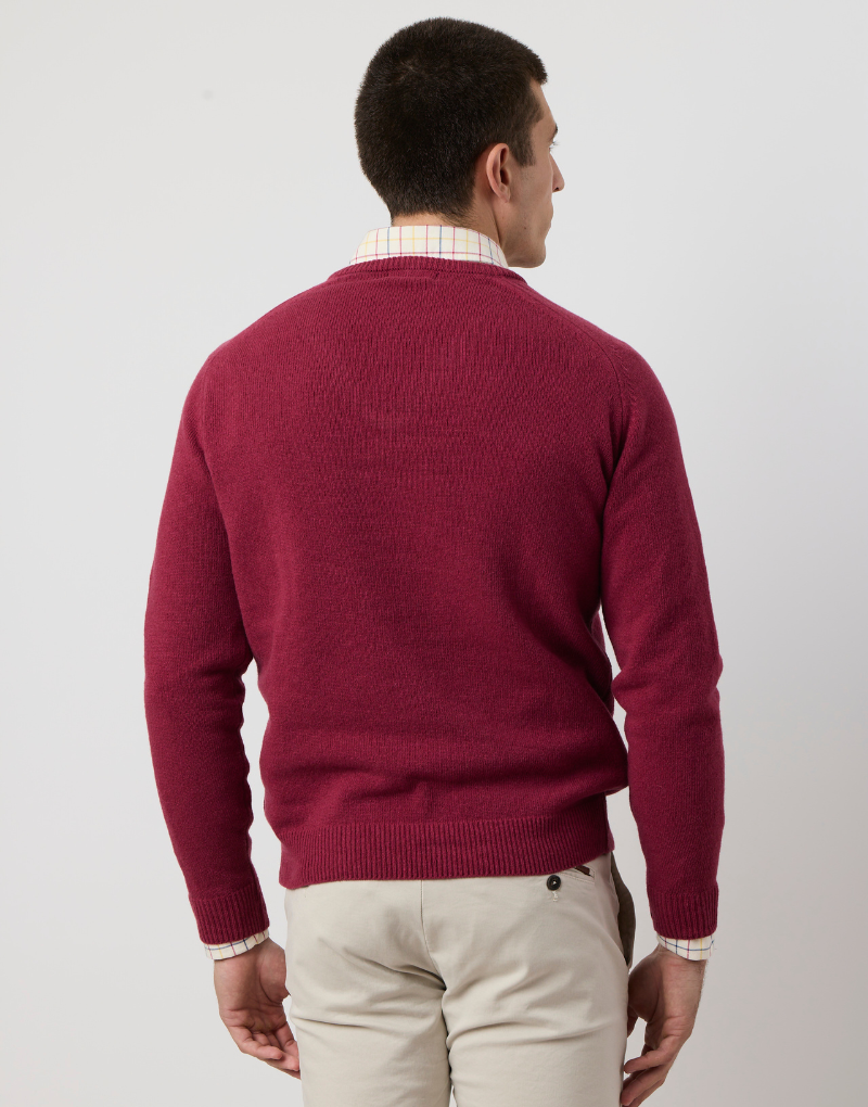 Jersey cuello pico lambswool grosella