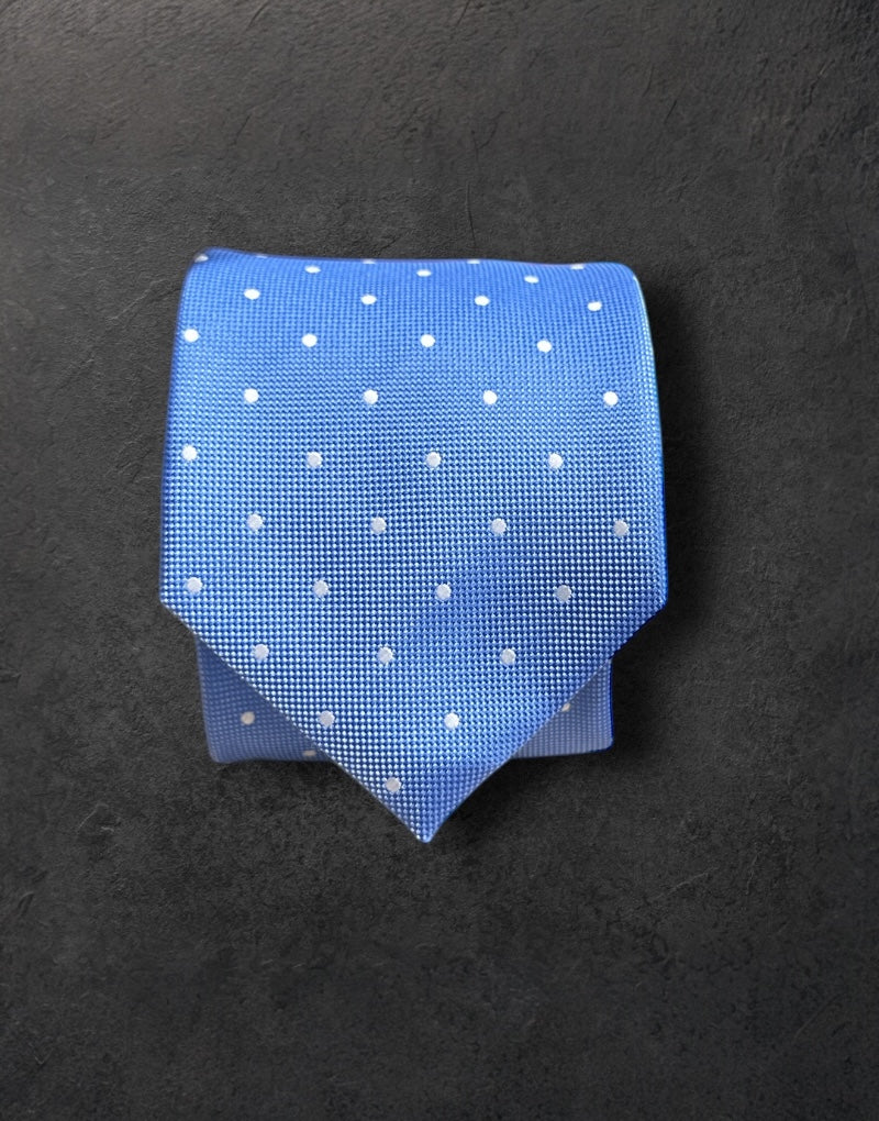 Corbata celeste microtopo blanco
