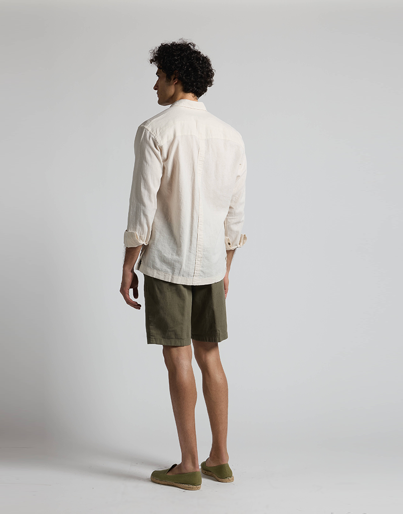 Camisa casual 4 bolsillos beige