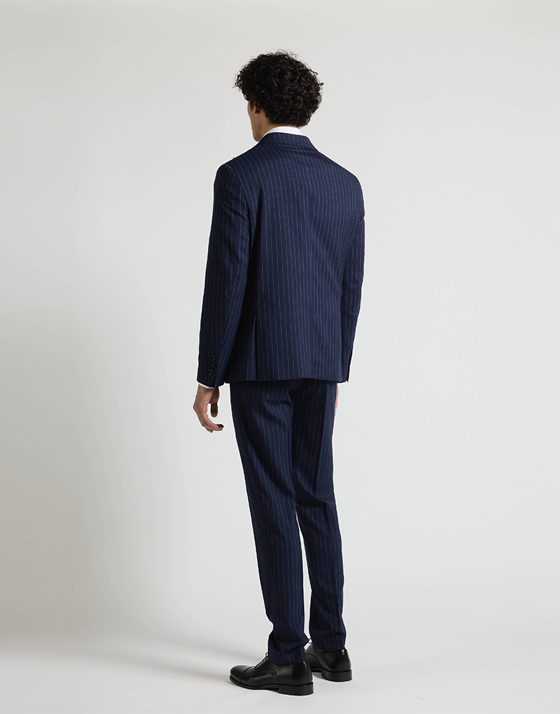 Traje cruzado raya diplomática azul marino