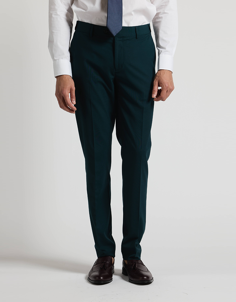 Traje cruzado verde botella