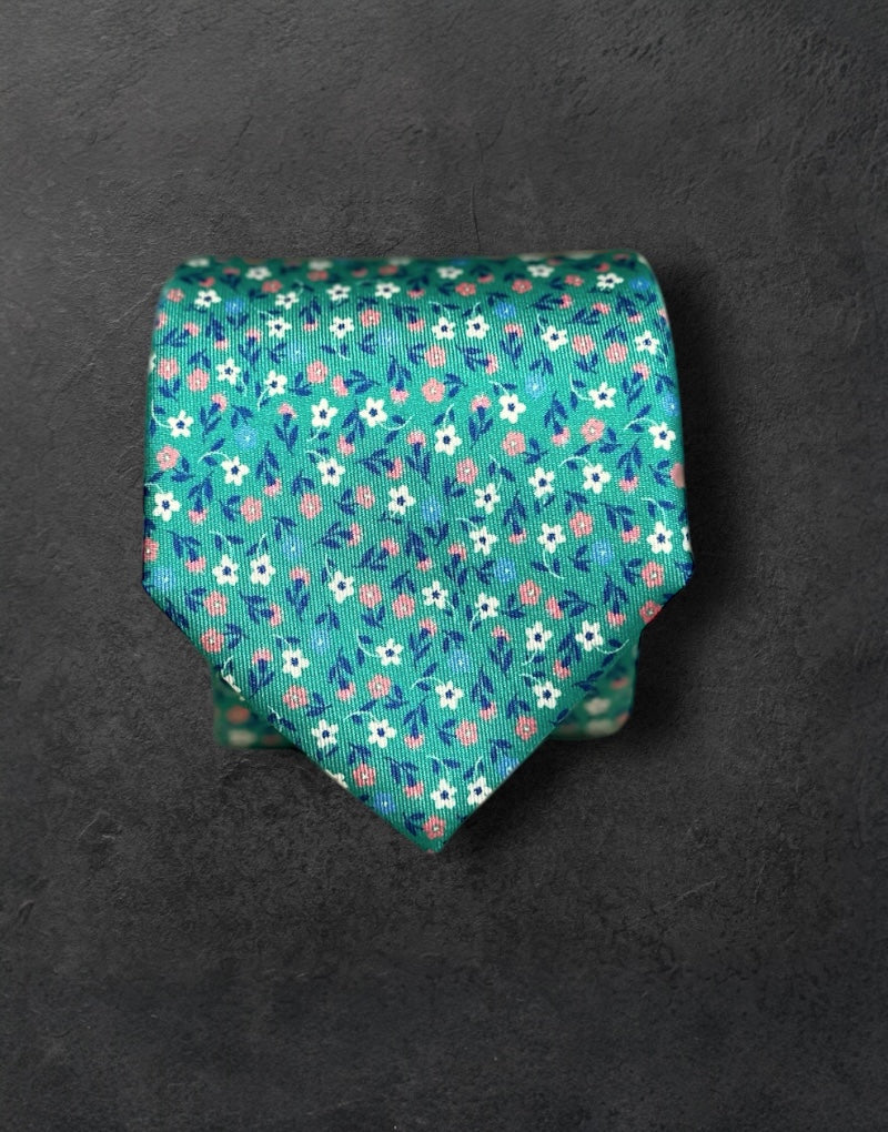 Corbata seda twill liberty verde
