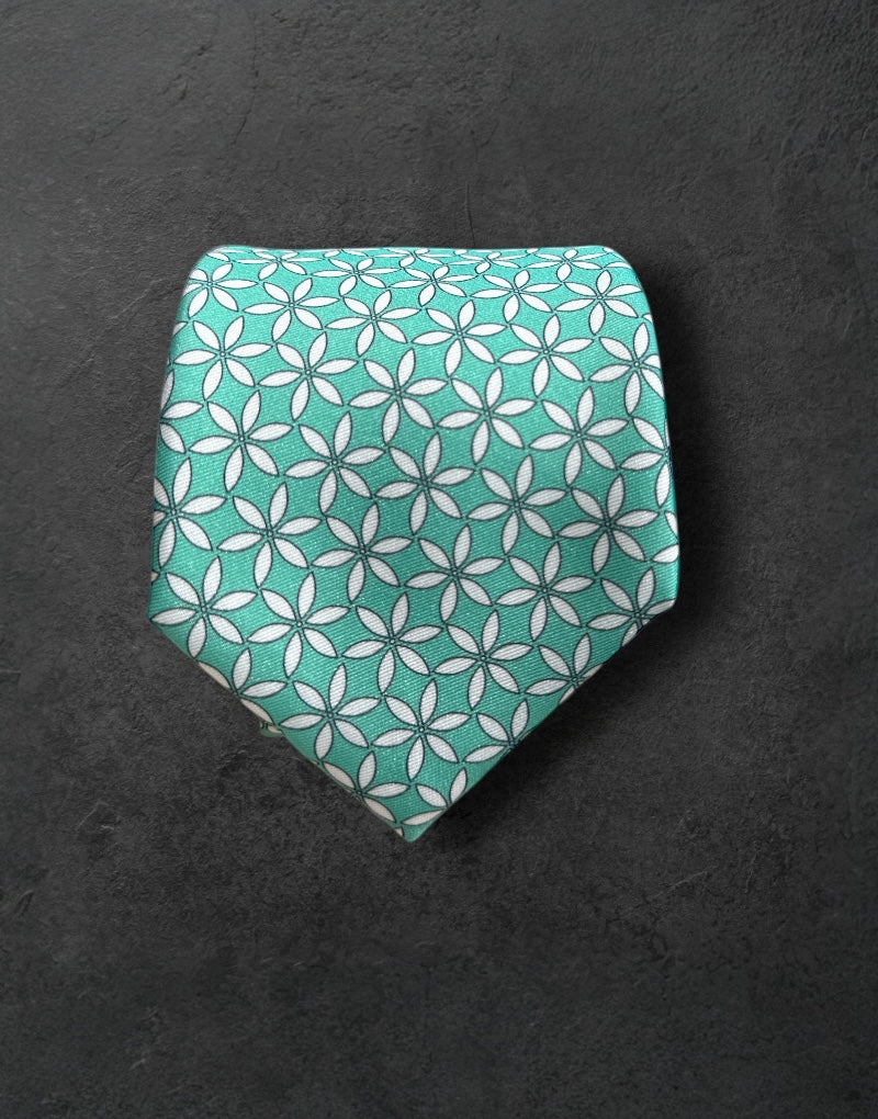Corbata estrella verde y blanca