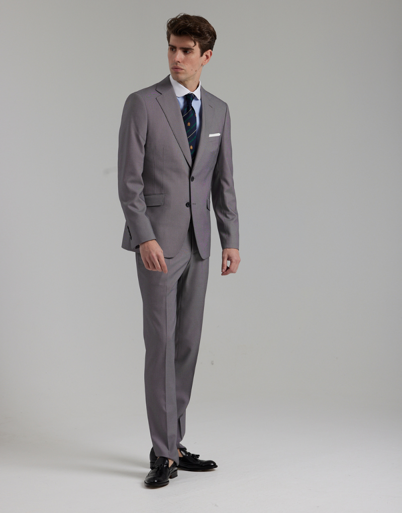 Traje Gris Traje Azul Con Jersey De Cuello Alto Traje De Hombre