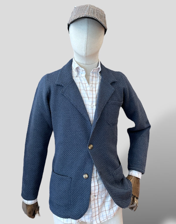Blazer punto estructura azul melange