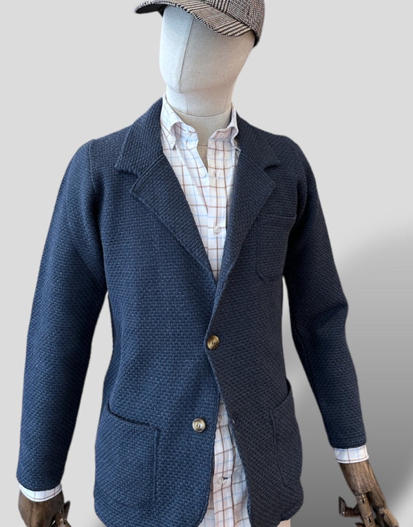 Blazer punto estructura azul melange