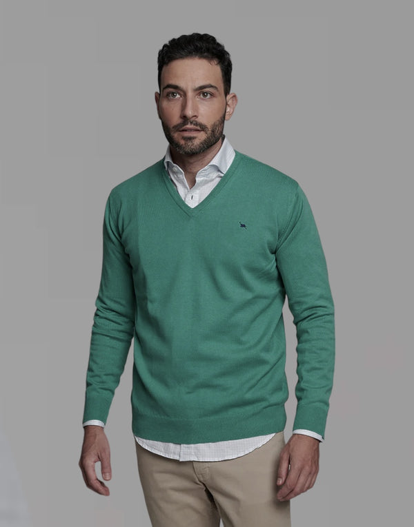 Jersey algodón premium pico verde esmeralda