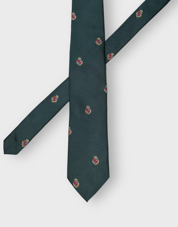 Corbata seda jacquard escudos verde